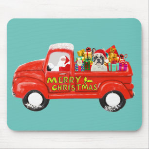 Französischer Bulldog in Christmas Delivery Truck Mousepad