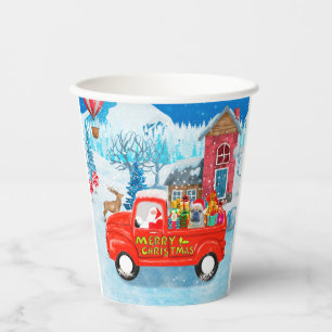 Französischer Bulldog in Christmas Delivery Truck Pappbecher