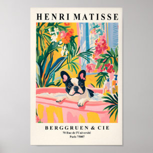 Französischer Bulldog in der Badewanne, lustiges B Poster