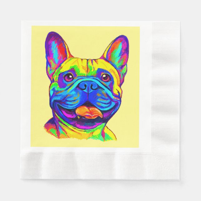 Französischer Bulldog in Farbe Serviette (Vorderseite)