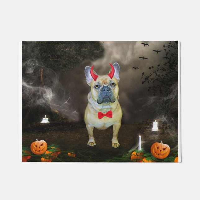 Französischer Bulldog in Halloween-Kostüm Fußmatte (Vorderseite)