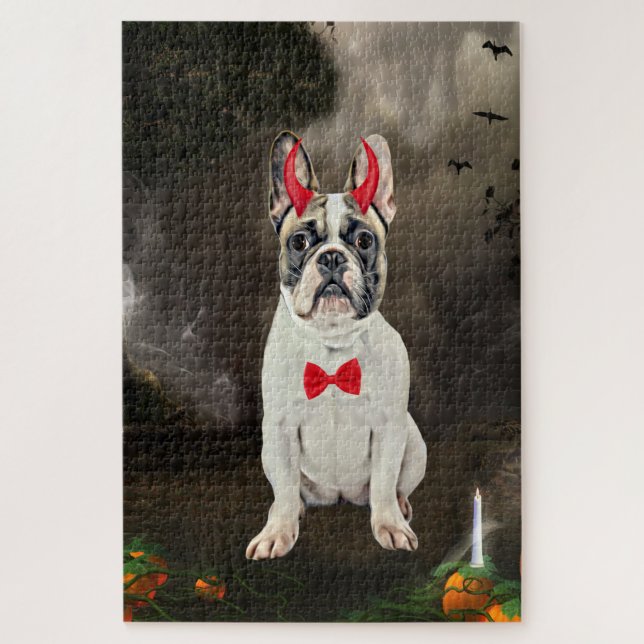 Französischer Bulldog in Halloween-Kostüm Puzzle (Vertikal)