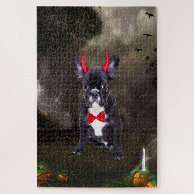 Französischer Bulldog in Halloween-Kostüm Puzzle (Vertikal)