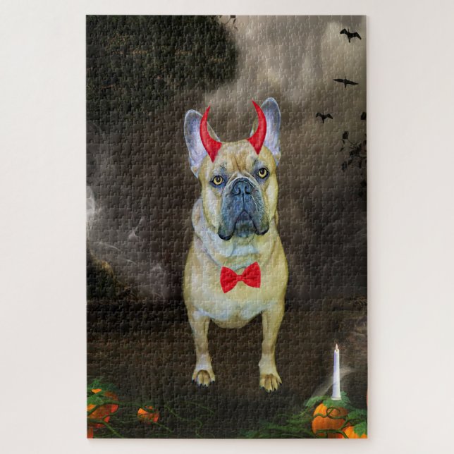 Französischer Bulldog in Halloween-Kostüm Puzzle (Vertikal)