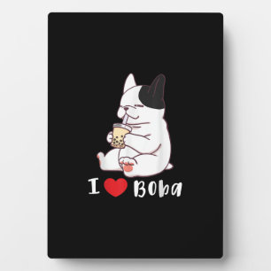 Französischer Bulldog in Liebe boba Bubum Milch Te Fotoplatte