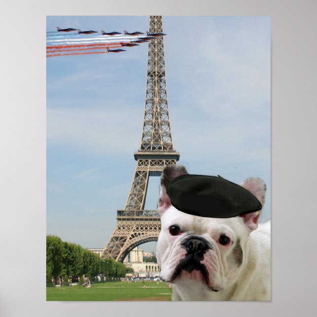Französischer Bulldog in Paris Poster (Vorne)