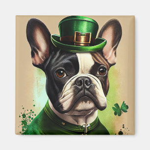 Französischer Bulldog in St. Patrick's Day Dress Magnet