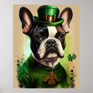 Französischer Bulldog in St. Patrick's Day Dress Poster