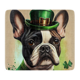 Französischer Bulldog in St. Patrick's Day Dress Schneidebrett