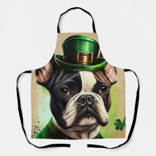 Französischer Bulldog in St. Patrick's Day Dress Schürze
