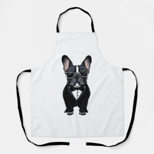 Französischer Bulldog in Tuxedo mit Brille Schürze