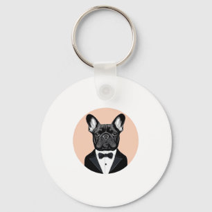Französischer Bulldog in Tuxedo Schlüsselanhänger
