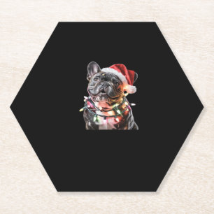 Französischer Bulldog in Weihnachtsmannmütze Wrap Untersetzer