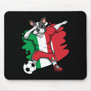 Französischer Bulldog Italien Fußball Fans Jersey  Mousepad