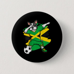 Französischer Bulldog Jamaica Soccer Fans Jersey F Button