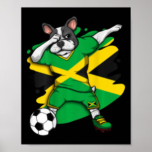 Französischer Bulldog Jamaica Soccer Fans Jersey F Poster