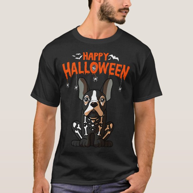 Französischer Bulldog-Kostüm Hund Halloween T-Shirt (Vorderseite)