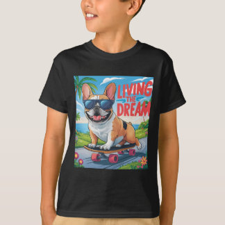 FRANZÖSISCHER BULLDOG "LIVING THE DREAM" FÜR KINDE T-Shirt