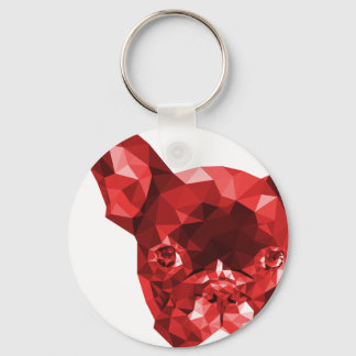 Französischer Bulldog-Low-Poly-Art in Red Schlüsselanhänger