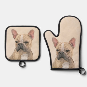 Französischer Bulldog Malerei Fawn Niedlich Origin Ofenhandschuh & Topflappen-Set