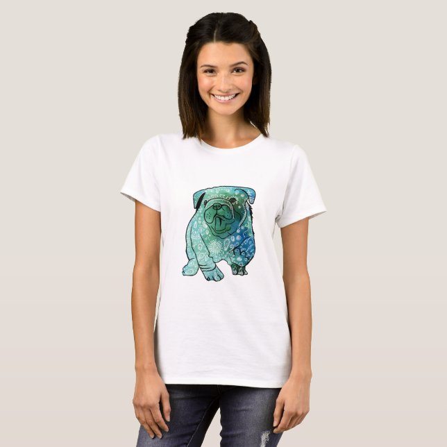 Französischer Bulldog Mandala Art Basic T - Shirt (Vorne ganz)