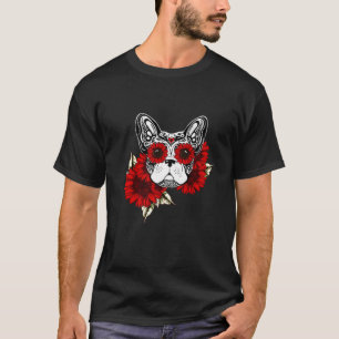 Französischer Bulldog Mexican Sugar Skull Hallowe T-Shirt