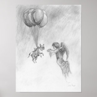 Französischer Bulldog mit Angel-Poster Poster