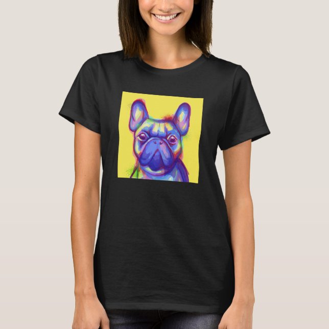 Französischer Bulldog mit Aquarellfarbe auf einem  T-Shirt (Vorderseite)