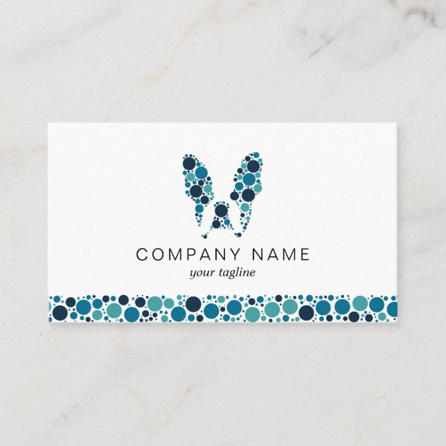 Französischer Bulldog mit blauen Zirkeln Visitenkarte (Vorderseite)