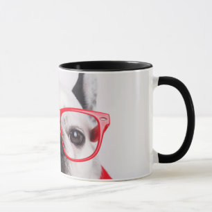 Französischer Bulldog mit Brille und Shirt Tasse