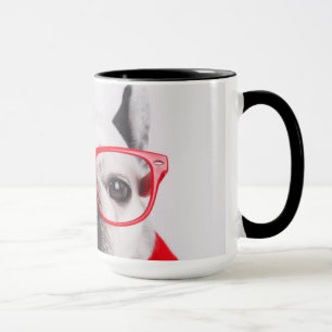 Französischer Bulldog mit Brille und Shirt Tasse