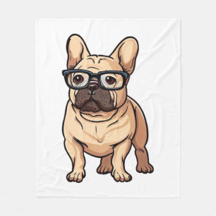 Französischer Bulldog mit Brillen Fleecedecke