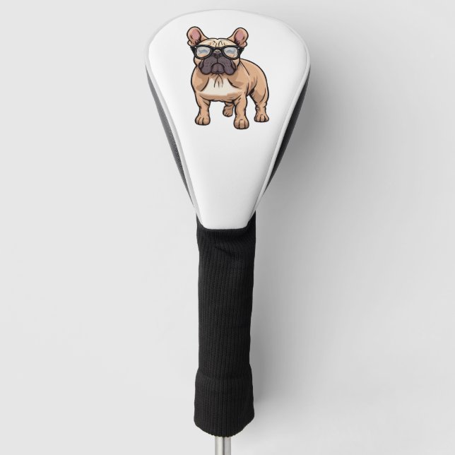Französischer Bulldog mit Brillen Golf Headcover (Vorderseite)