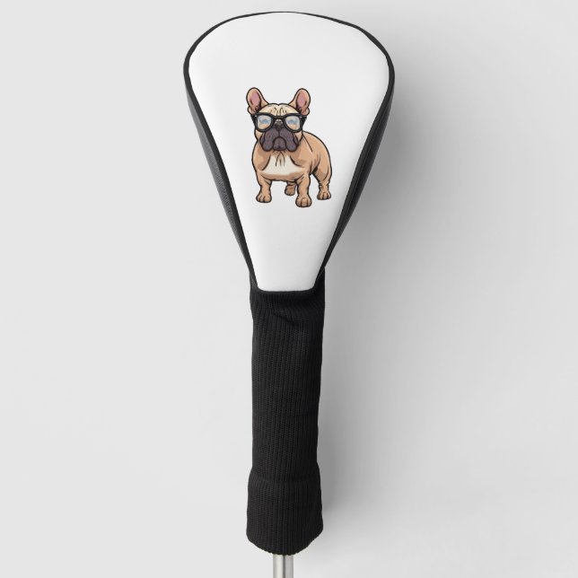 Französischer Bulldog mit Brillen Golf Headcover (Vorderseite)