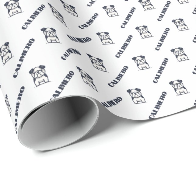 Französischer Bulldog mit dem Namen Wrapping Paper Geschenkpapier (Rolleneckpunkt)