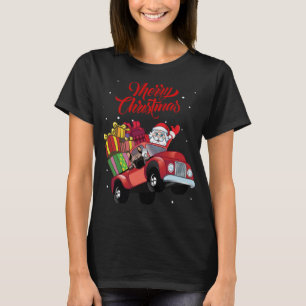 Französischer Bulldog mit dem Weihnachtsmann in Re T-Shirt