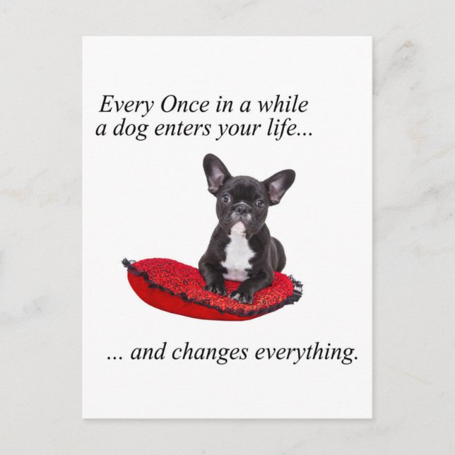 Französischer Bulldog mit Herzenslust und schönen  Postkarte (Vorderseite)