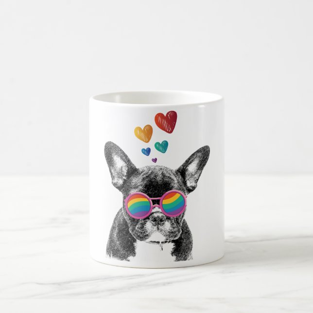 Französischer Bulldog mit HerzValentinstag Kaffeetasse (Mittel)