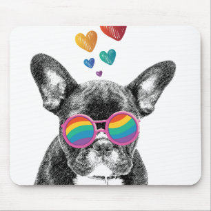 Französischer Bulldog mit HerzValentinstag Mousepad