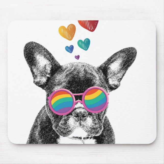 Französischer Bulldog mit HerzValentinstag Mousepad (Vorne)
