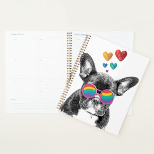 Französischer Bulldog mit HerzValentinstag Planer