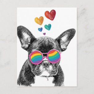 Französischer Bulldog mit HerzValentinstag Postkarte
