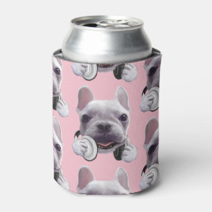 Französischer Bulldog mit Kopfhörer-Illustration Dosenkühler