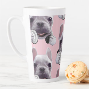 Französischer Bulldog mit Kopfhörer-Illustration Milchtasse
