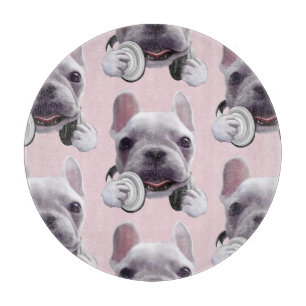 Französischer Bulldog mit Kopfhörer-Illustration Schneidebrett