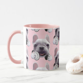 Französischer Bulldog mit Kopfhörer-Illustration Tasse