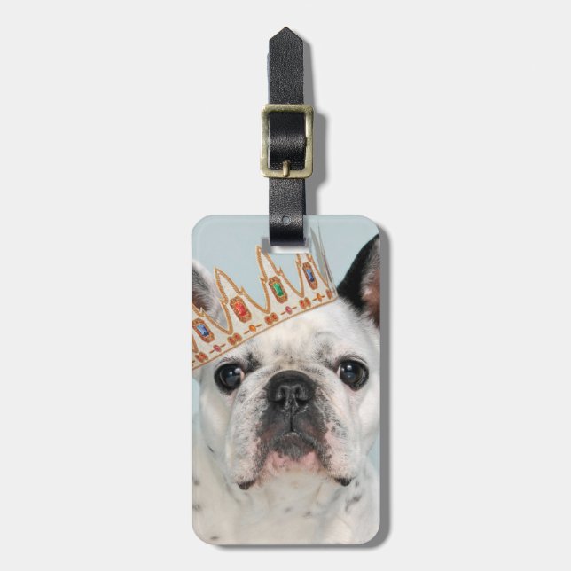 Französischer Bulldog mit Krone Gepäckanhänger (Vorderseite vertikal)