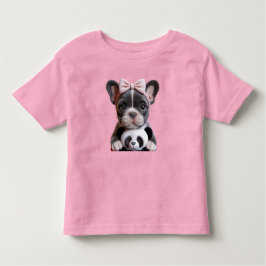 Französischer Bulldog mit rosa Bow Kleinkind T-shirt