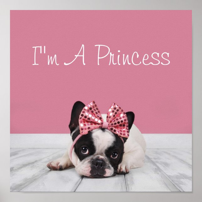 Französischer Bulldog mit rosa Poster (Vorne)