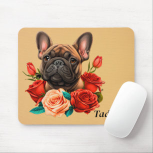 Französischer Bulldog mit Rose Mousepad